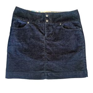 ATHLETA BLACK CORDUROY A-LINE BUTTON MIKI SKIRT WOMENS SIZE 8